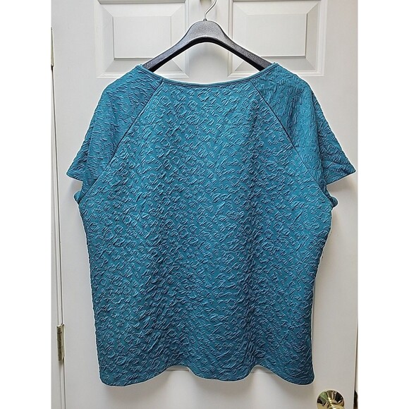 Jacqueline Smith Womens Plus Size 3X Top Green Jacquard Stretchy - NEW with Tag - Picture 2 of 6